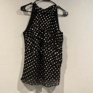 iZ Byer Black with White Polka Dot Ruffled Halter Top Blouse - Size Medium